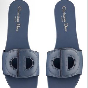 Dior D-Club Slide in the color Dark Denim Calfskin - Size 9.5 (39)